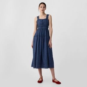 Gap x DÔEN Eyelet Navy Blue Denim Midi Dress